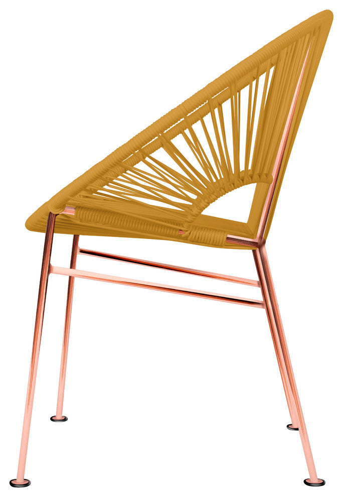 Concha Indoor/Outdoor Handmade Dining Chair, Caramel Weave, Copper Frame