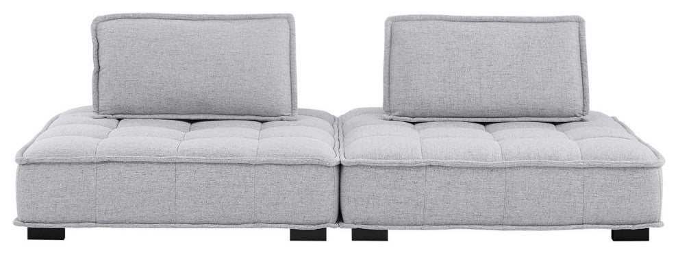 Saunter Tufted Fabric Fabric 2-Piece Loveseat Light Gray