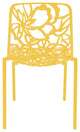 LeisureMod Devon Modern Outdoor Stackable Aluminum Dining Chair, Set of 4, Yellow