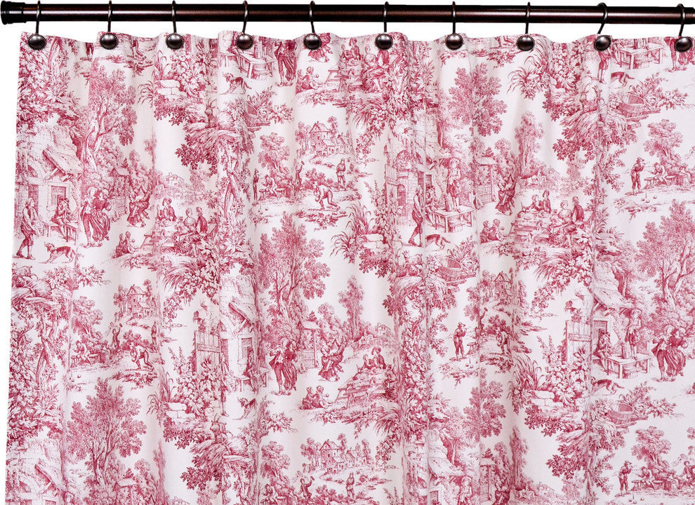 Ellis Curtain Victoria Park Toile 70"x72" Shower Curtain, Blue, Red