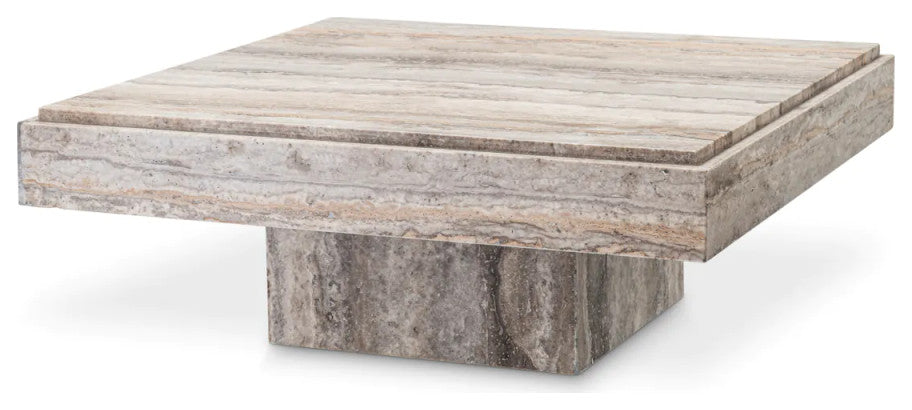Silver Travertine Square Coffee Table, Eichholtz Sartoria