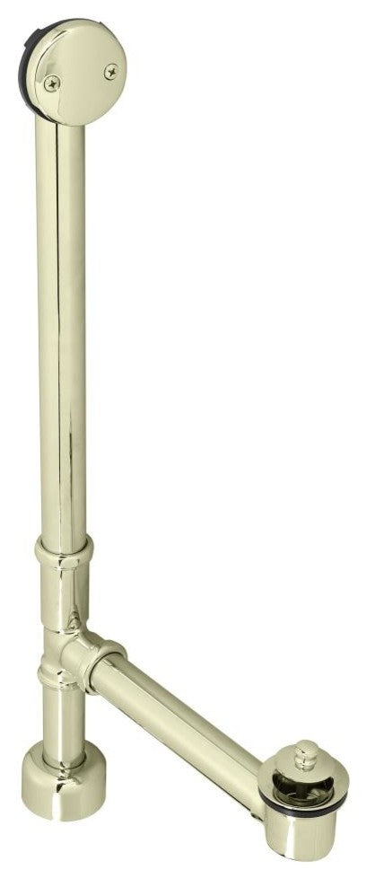 Twist & Close Bath Waste - 22" Make-Up, 17 Ga. Tubing In Polished Brass, Polished Brass