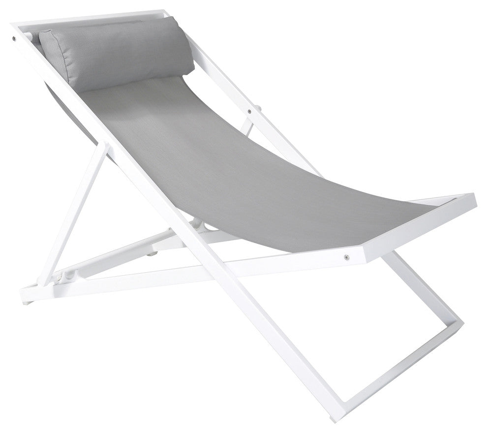 Wave Outdoor Patio Aluminum Deck Chair, White Powder Coated