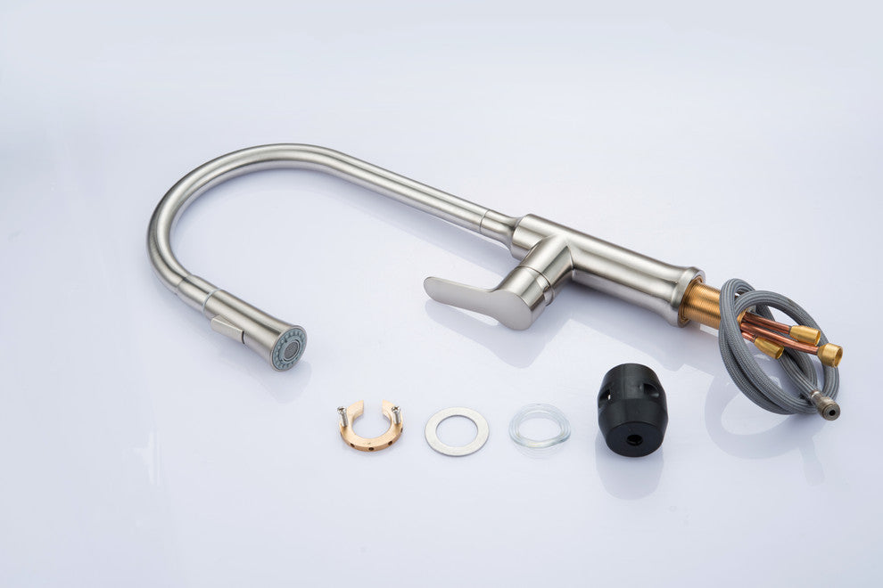 Vanity Art Pull Out Kitchen Faucet, Brushed Nickel