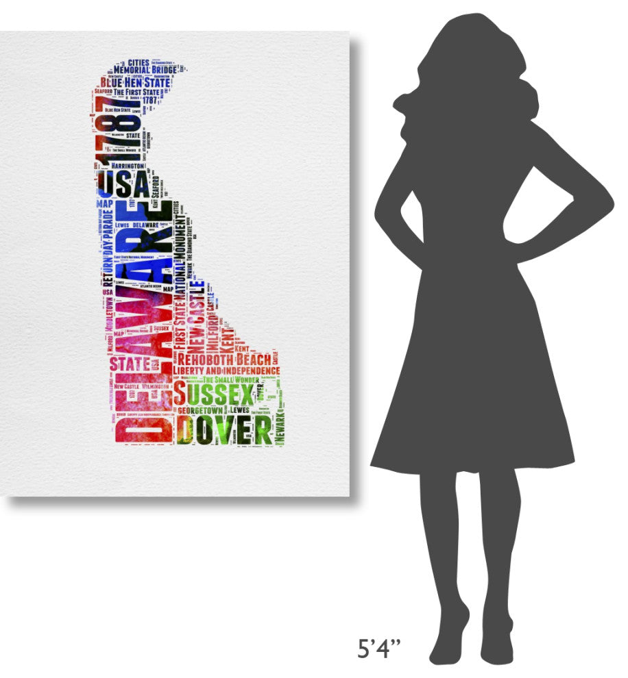 "Delaware Watercolor Word Cloud" Fine Art Print