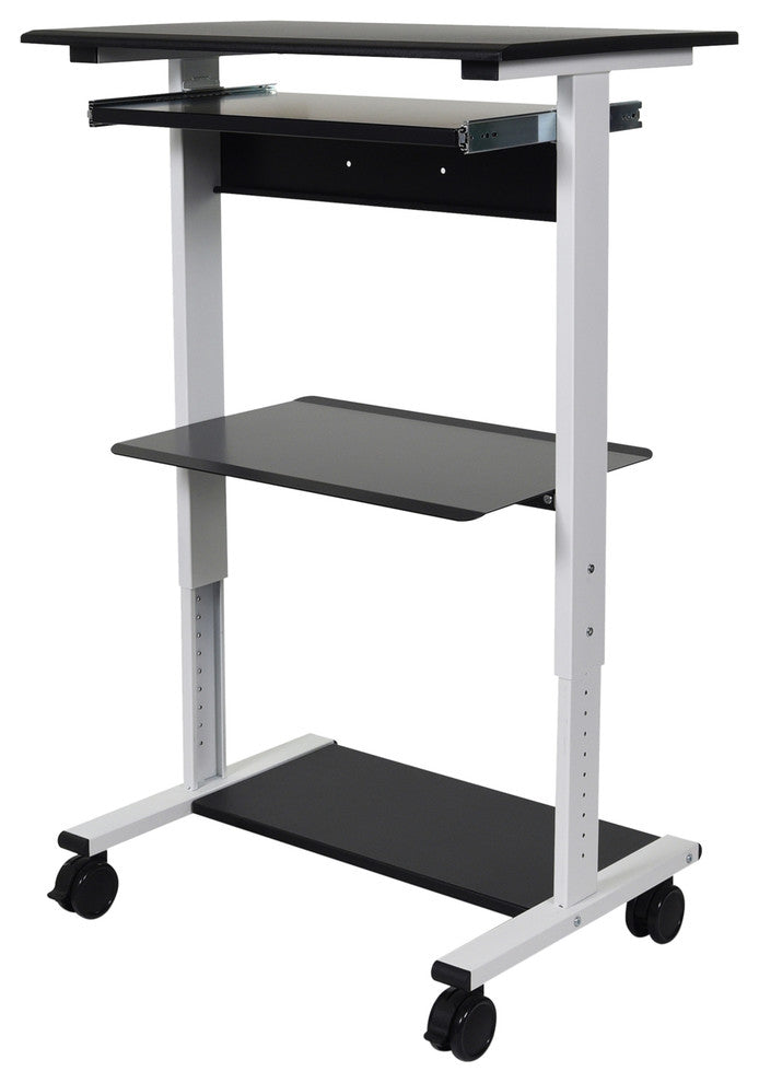 Luxor STAND-WS30 Mobile 3-Shelf Adjustable Stand Up Workstation