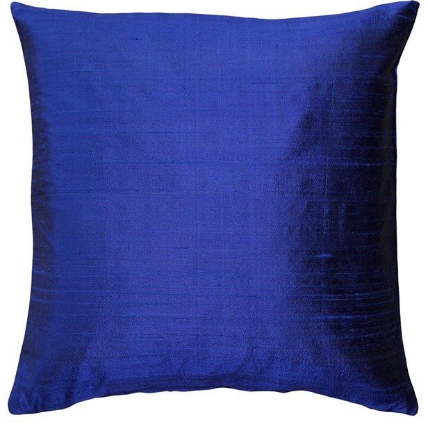 Sankara Silk Throw Pillows, 100% Genuine Silk, 16"x16", Ink Blue