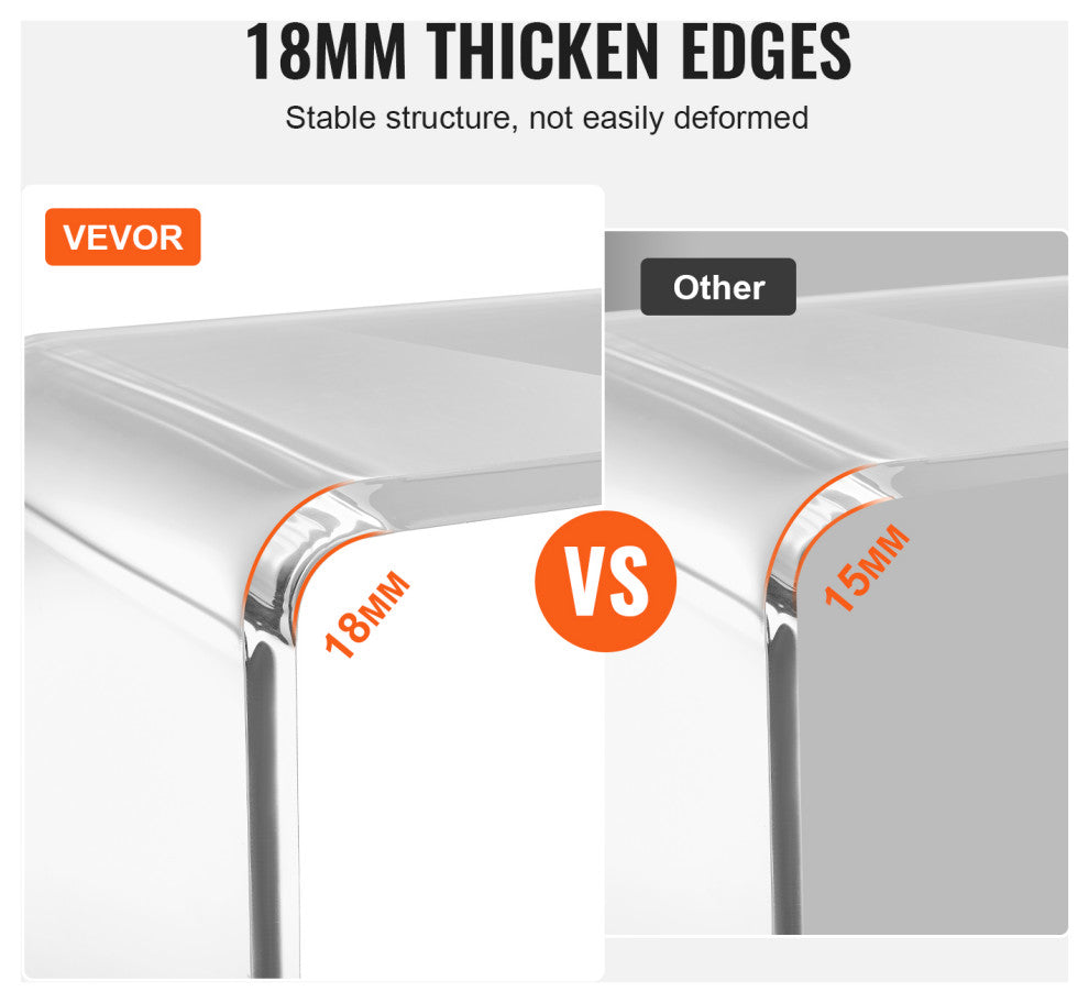 VEVOR Acrylic End Table 2-Piece C-Shaped Lucite Clear Side Tables for Living Room