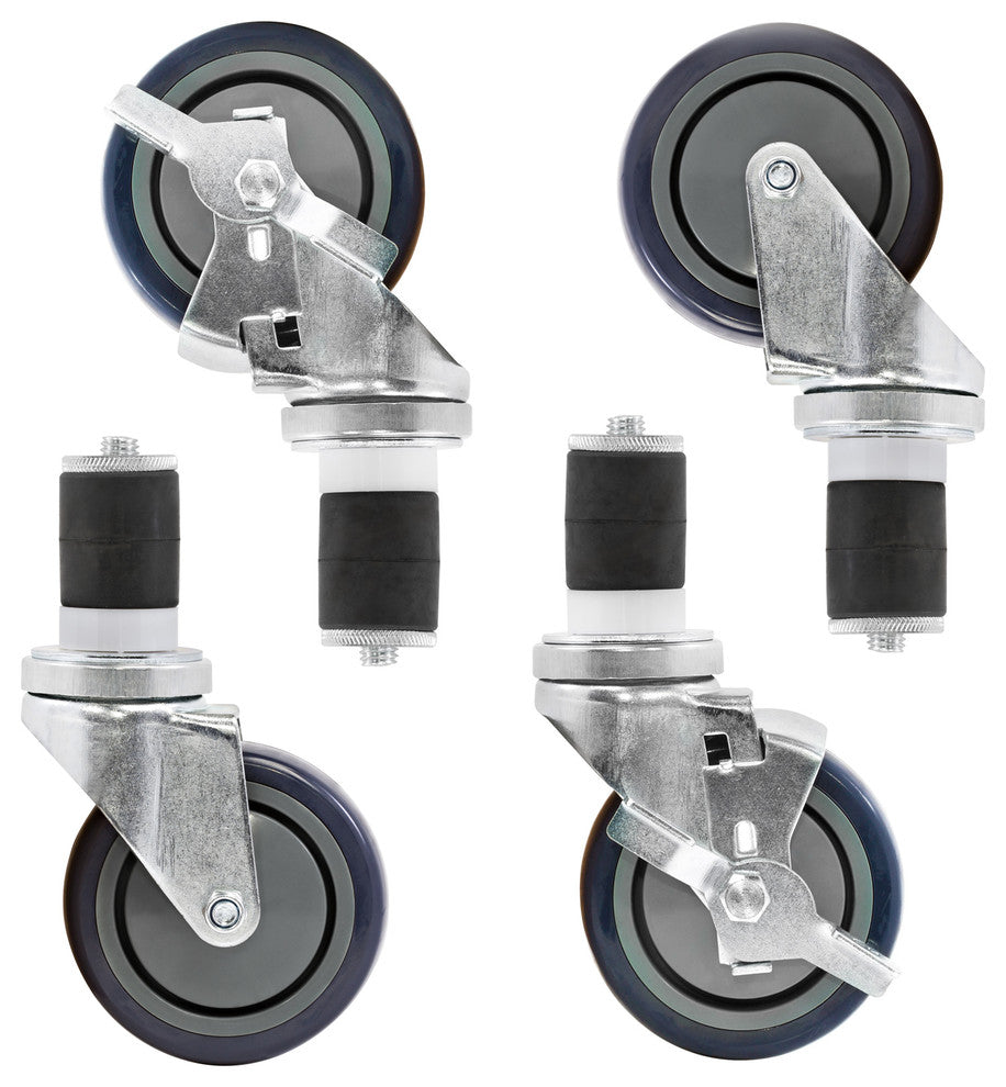 4" Caster Wheel Set Kit for Commercial Stainless Kitchen Prep Work Tables