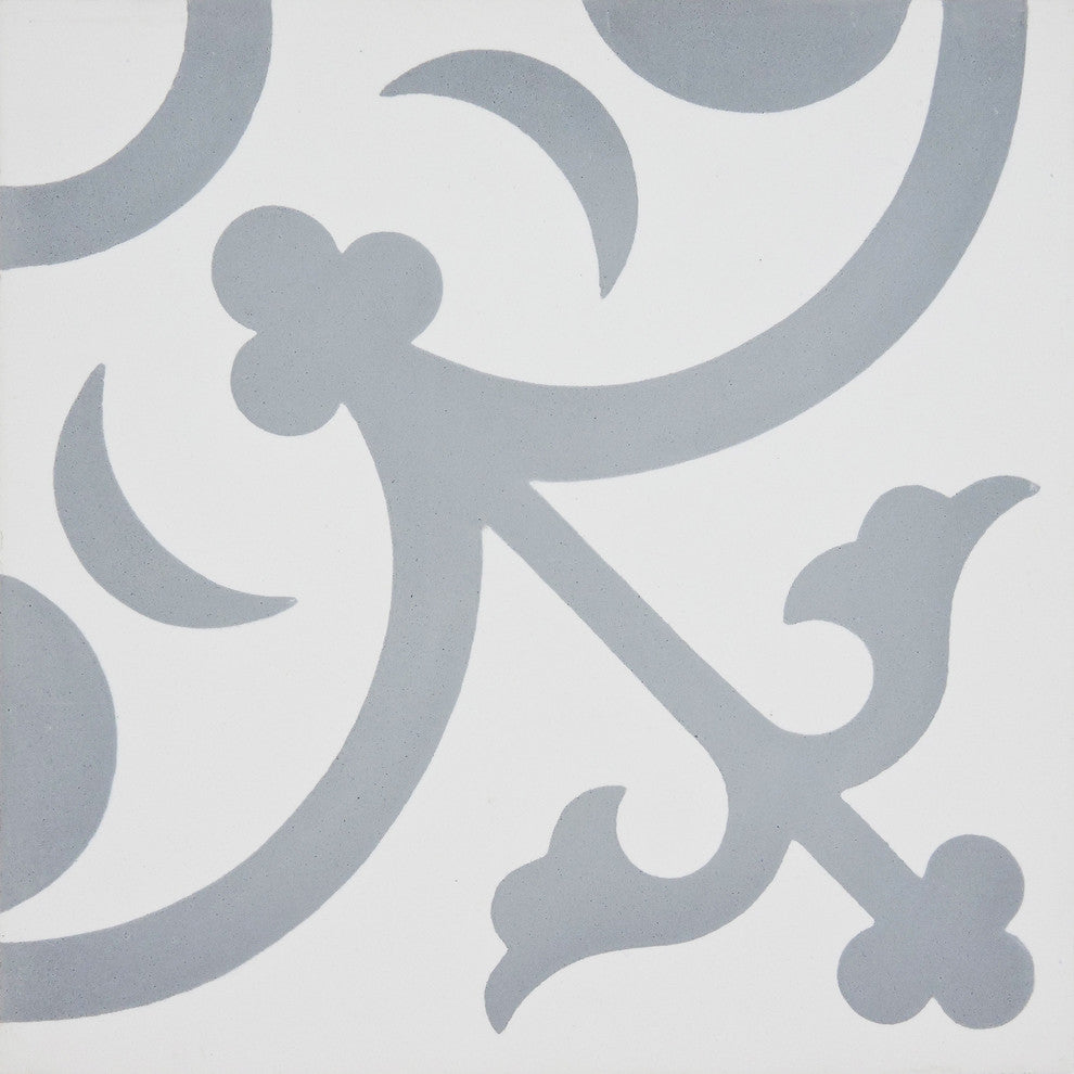 8"x8" Nador Handmade Cement Tile, White/Gray, Set of 12