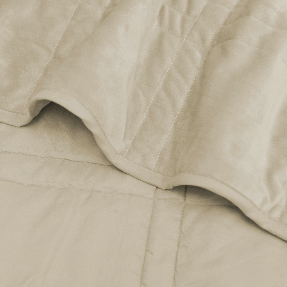 3 Piece Box Quilted Micromink King Bedspread, Oatmeal