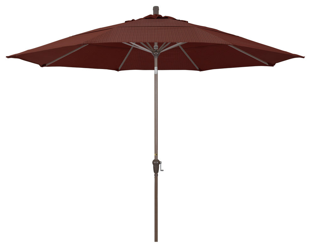11' Champagne Auto-Tilt Crank Aluminum Umbrella, Terrace Adobe Olefin