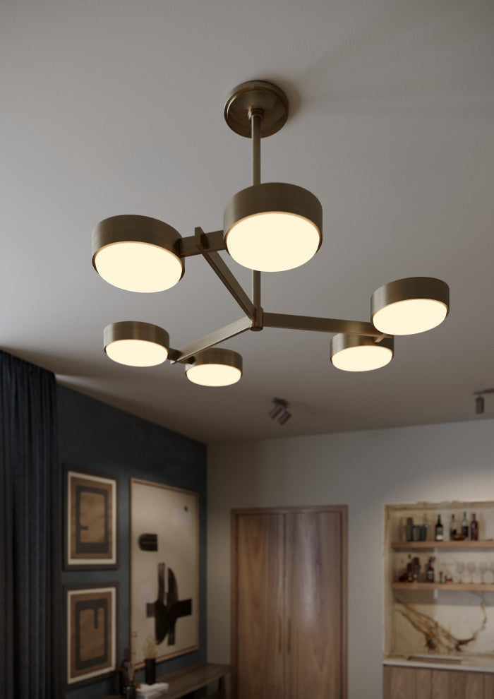 Troy Lighting Rory Semi Flush Patina Brass, 40"Lx40"Wx3"H