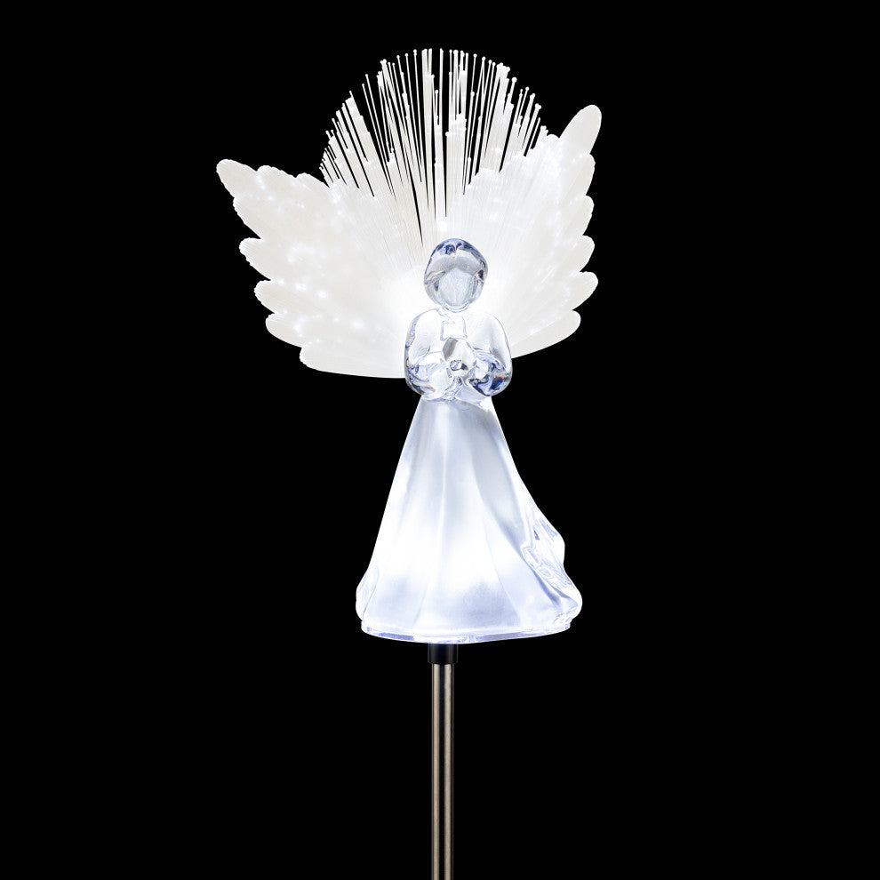 37"�H Outdoor Solar Angel Garden Stakes with Fiber Optic Wings and LED Lights