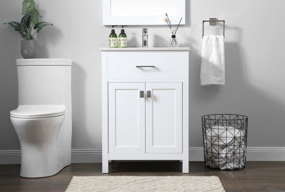 24" SIngle Bathroom Vanity, White