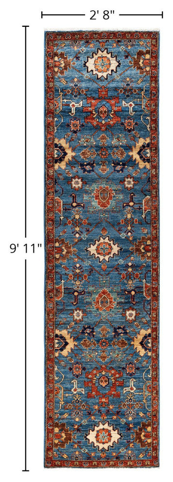Serapi One-of-a-Kind Hand-Knotted Area Rug Light Blue, 2'8" x 9'11"
