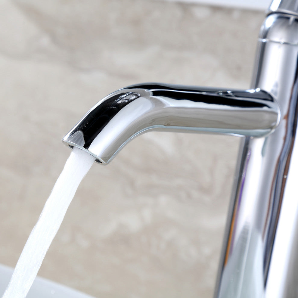 Luxier BSH03-T Single Hole Vessel Bathroom Faucet with Drain, Chrome