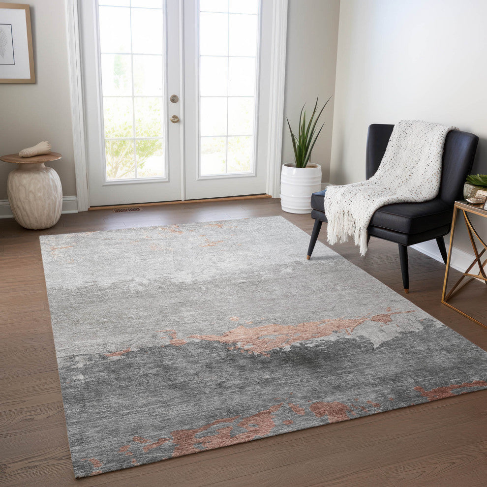 Machine Washable Indoor/Outdoor Chantille ACN1885 Salmon 10' x 14' Rug
