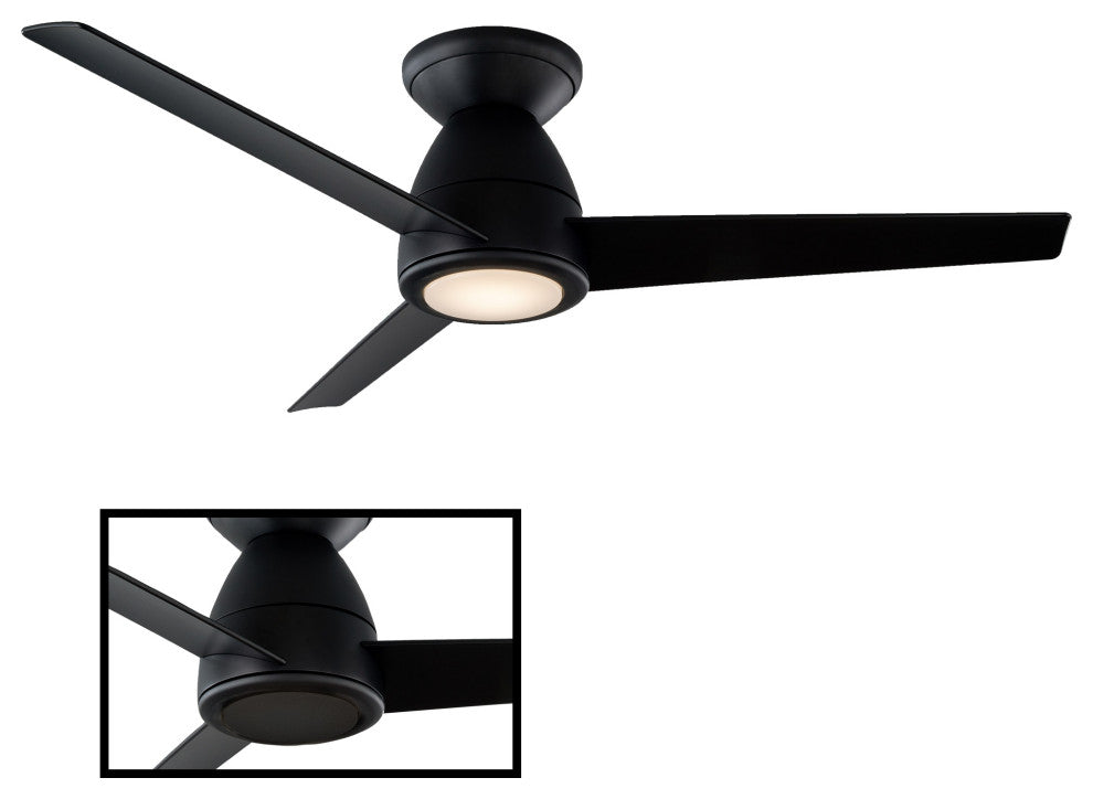 Tip Top 3-Blade Smart Flush Mount Ceiling Fan 44" Matte Black, 3000K LED Kit