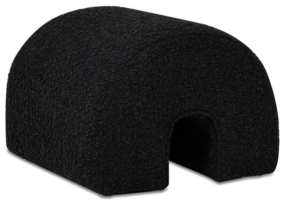 Bridge 16" Arched Upholstered Footstool Ottoman, Ebony Black Boucle
