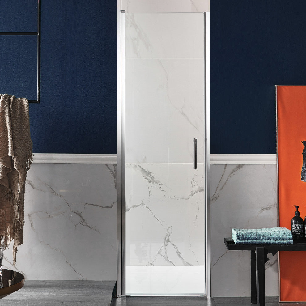 ANZZI Lancer Semi-Frameless Hinged Shower Door, Polished Chrome, 23" X 72"