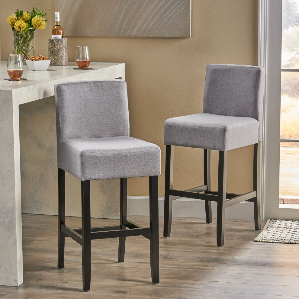 GDF Studio Ester Modern Fabric Barstool, Set of 2, Light Gray