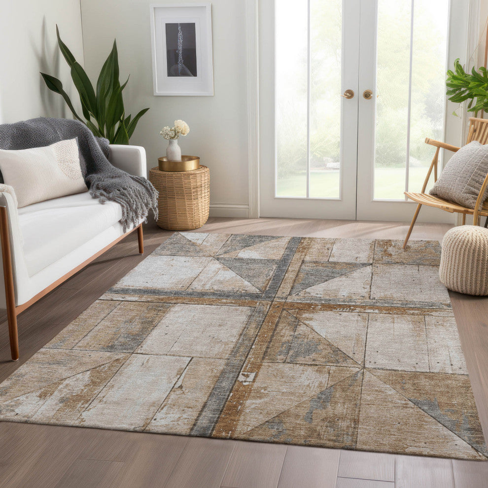 Machine Washable Indoor/Outdoor Chantille ACN1876 Copper 3' x 5' Rug