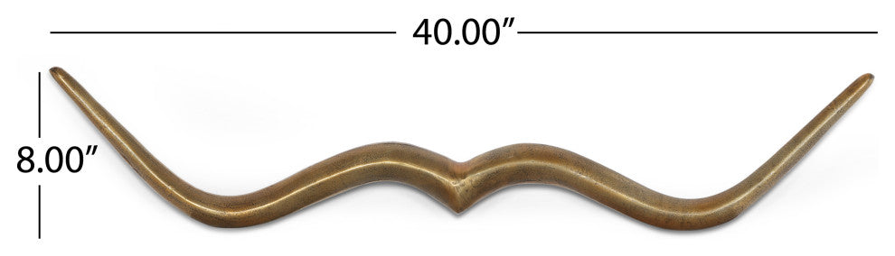 Blackshear Handcrafted Aluminum Mustache Wall Decor, Aged Brass