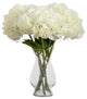 20" Artificial Hydrangea Arrangement, Glass Vase, White