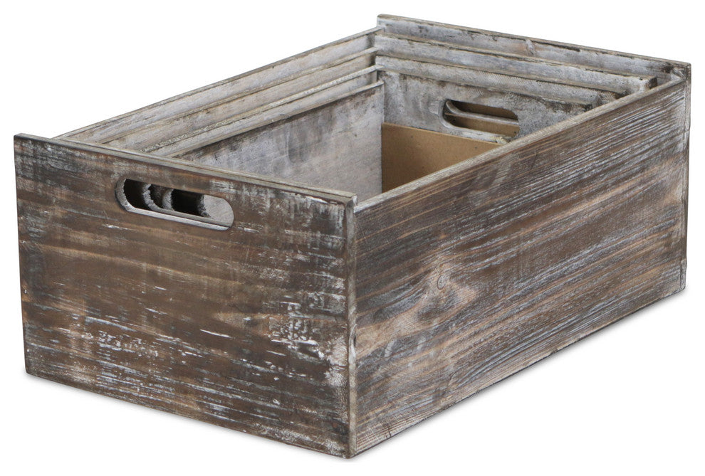 Set of 4 wood crates with front chalkboards