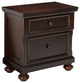 Traditional Style Wood and Metal Nightstand with 2 Drawers, Brown