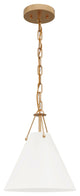Modern Gold 1-Light Pendant Light Fixture with White Metal Shade