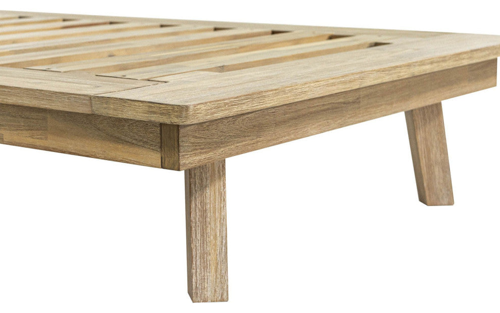 Gia Acacia Wood Panel Bed, Light Brown, Single