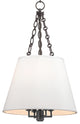 Burdett, Four Light Pendant, Old Bronze Finish, White Faux Silk Shade