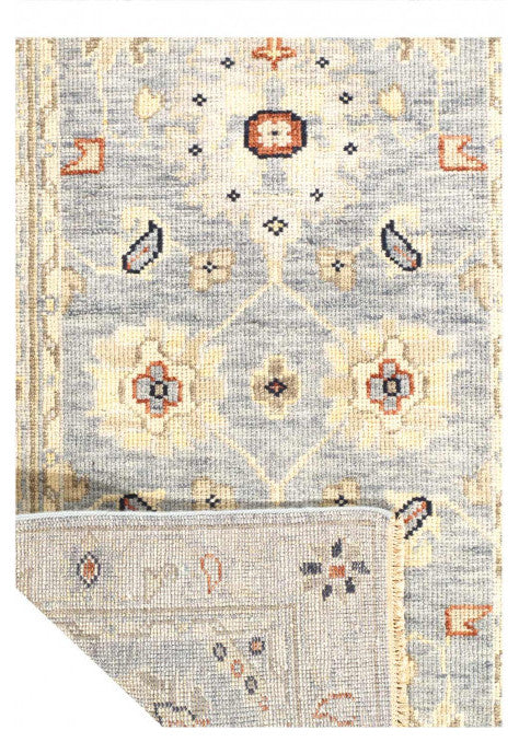 Gray Color Fine Hand Knotted Oushak Rug 3'x5'2"
