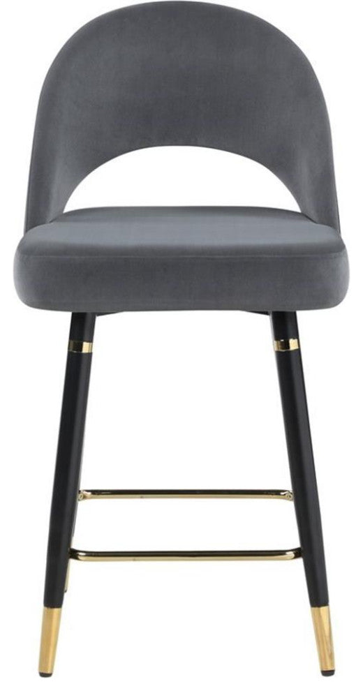 Coaster Lindsey Upholstered Velvet Counter Height Stool in Gray