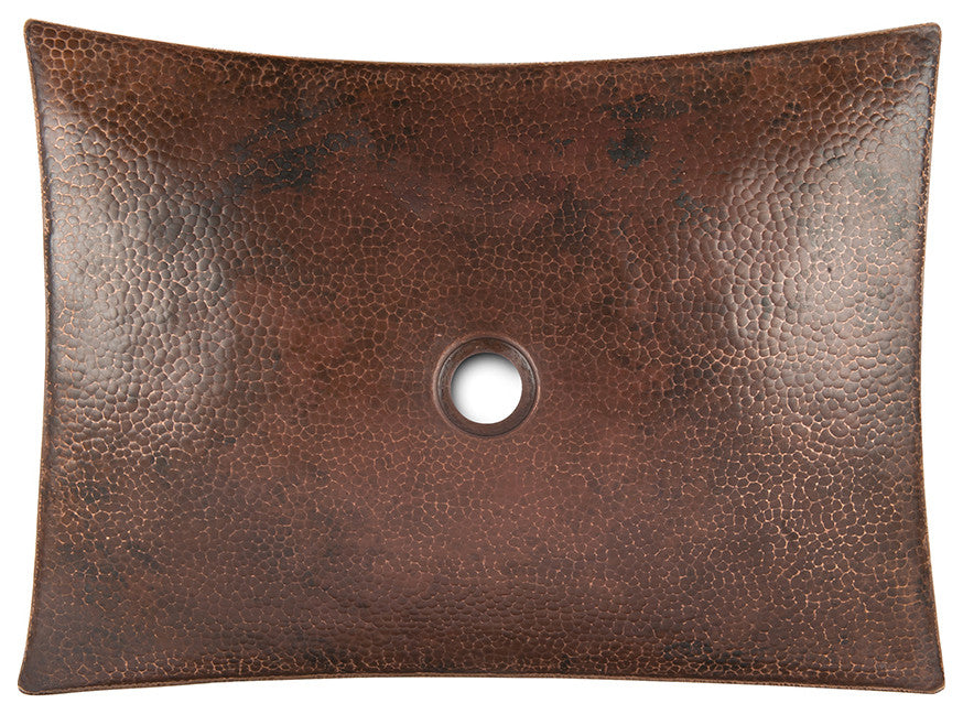 18" Rectangle Modern Slope Hammered Copper Bathroom Sink