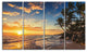 "Paradise Tropical Island Beach With Palms" Seascape Wall Art, 4 Panels, 48"x28"