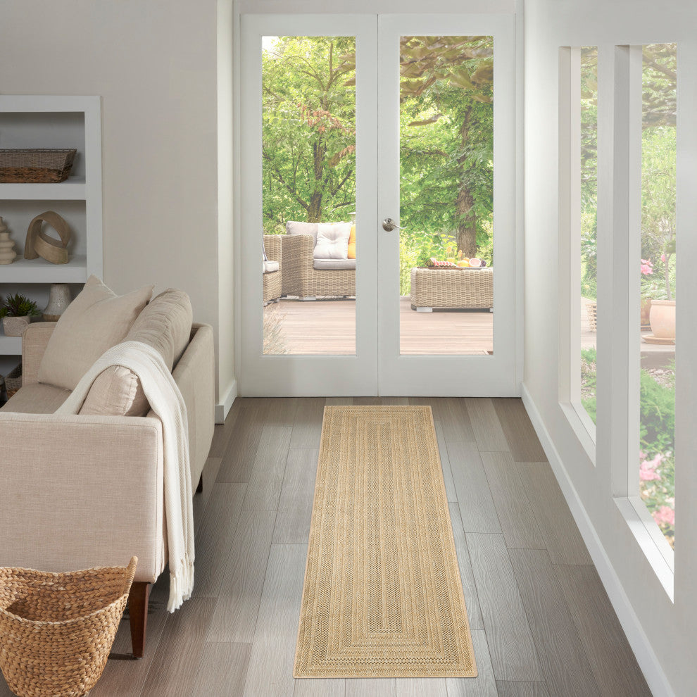 Nourison Tulum 2' x 6' Taupe Grey Outdoor Rug