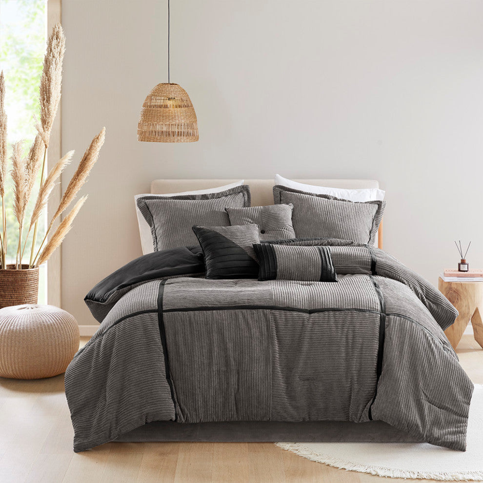 Madison Park Dallas 7 Piece Micro Corduroy Comforter Set