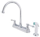 Templeton Two Handle 8" Kitchen Faucet With White Sprayer