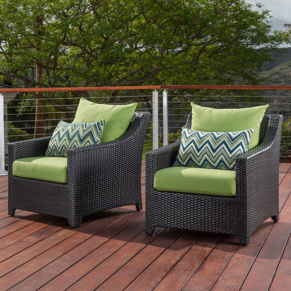 Deco 2 Piece Aluminum Outdoor Patio Club Chairs, Ginkgo Green