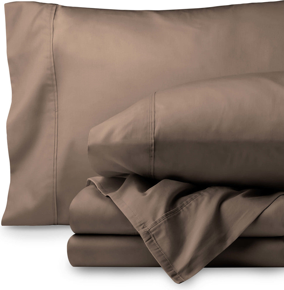 Bare Home Twin XL 100% Egyptian Cotton 300 Thread Count Sheet Set, Taupe, Twin X