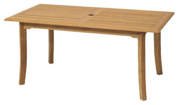 7-Piece Outdoor Teak Dining Set, 60" Rectangle Table, 6 Lagos Arm Chairs