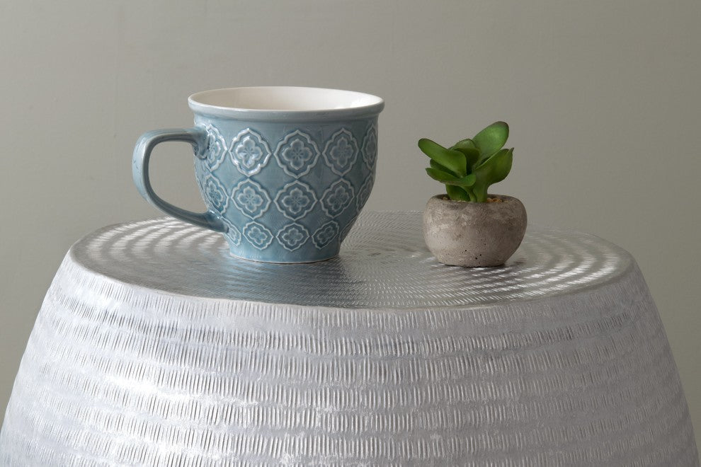 East at Main Melrose Silver Aluminum Round Accent Table