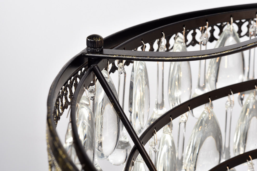 6-Light Antique Bronze Six Tier Crystal Chandelier  Glam Lighting