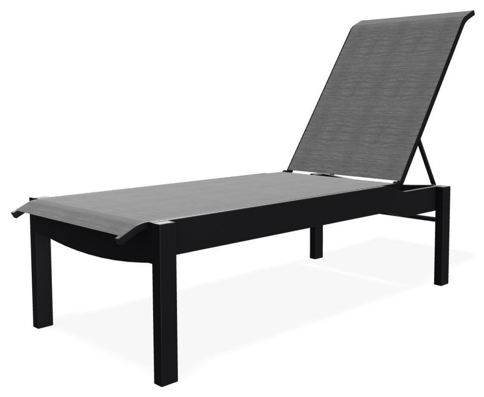 Leeward Sling Stackable Outdoor Chaise Lounge, Collect Charcoal/Black