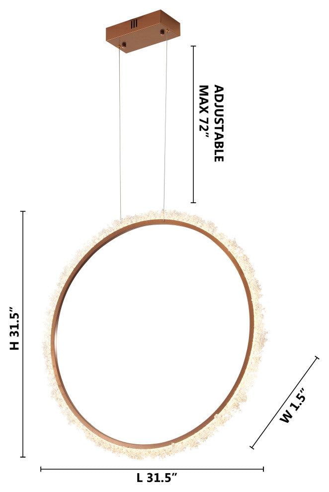 Gold Metal LED Chandelier With Clear Crystals