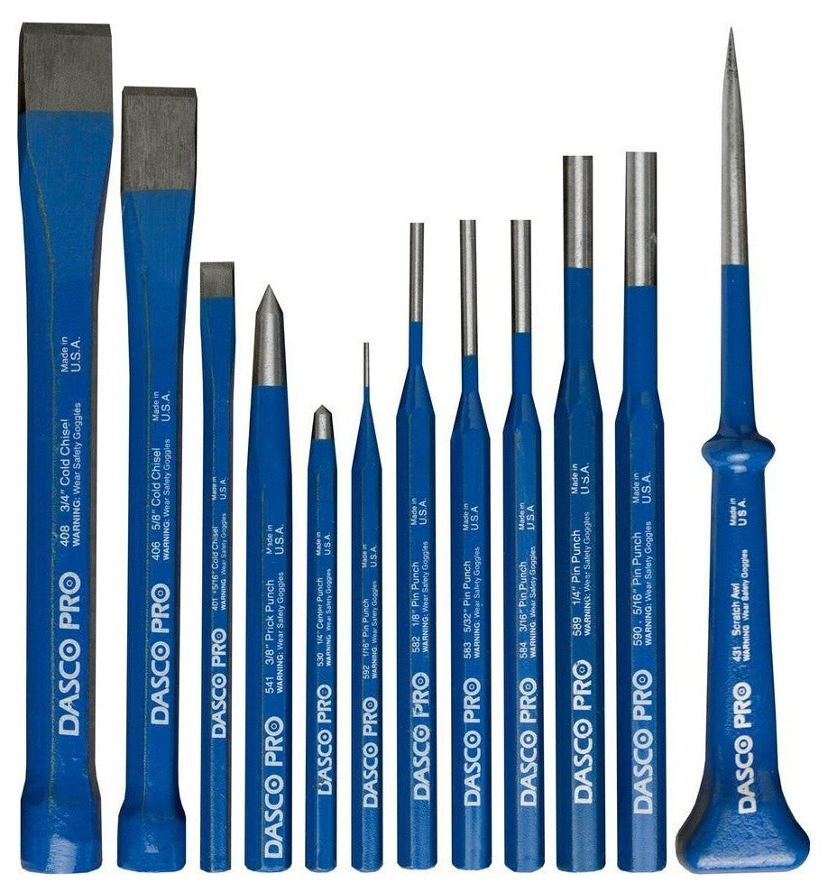 Dasco Pro 88 Punch and Chisel Kit, High Carbon Steel, 12-Piece