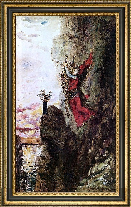 Gustave Moreau Sappho Leaping into the Sea Framed Premium Canvas Print, 14"x28"